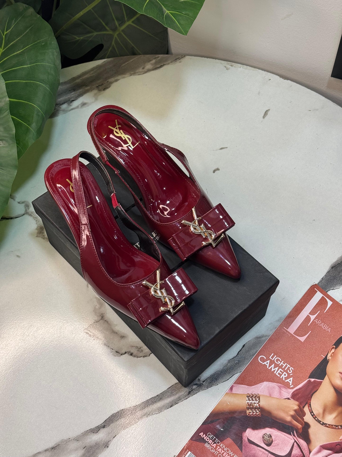 Y-S-L Slingback Women Heels – Pointed Toe Edition (Red)