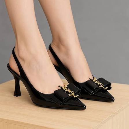 Y-S-L Slingback Women Heels – Pointed Toe Edition (Black)