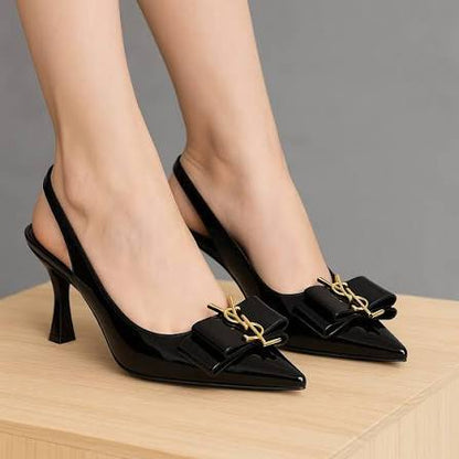 Y-S-L Slingback Women Heels – Pointed Toe Edition (Black)