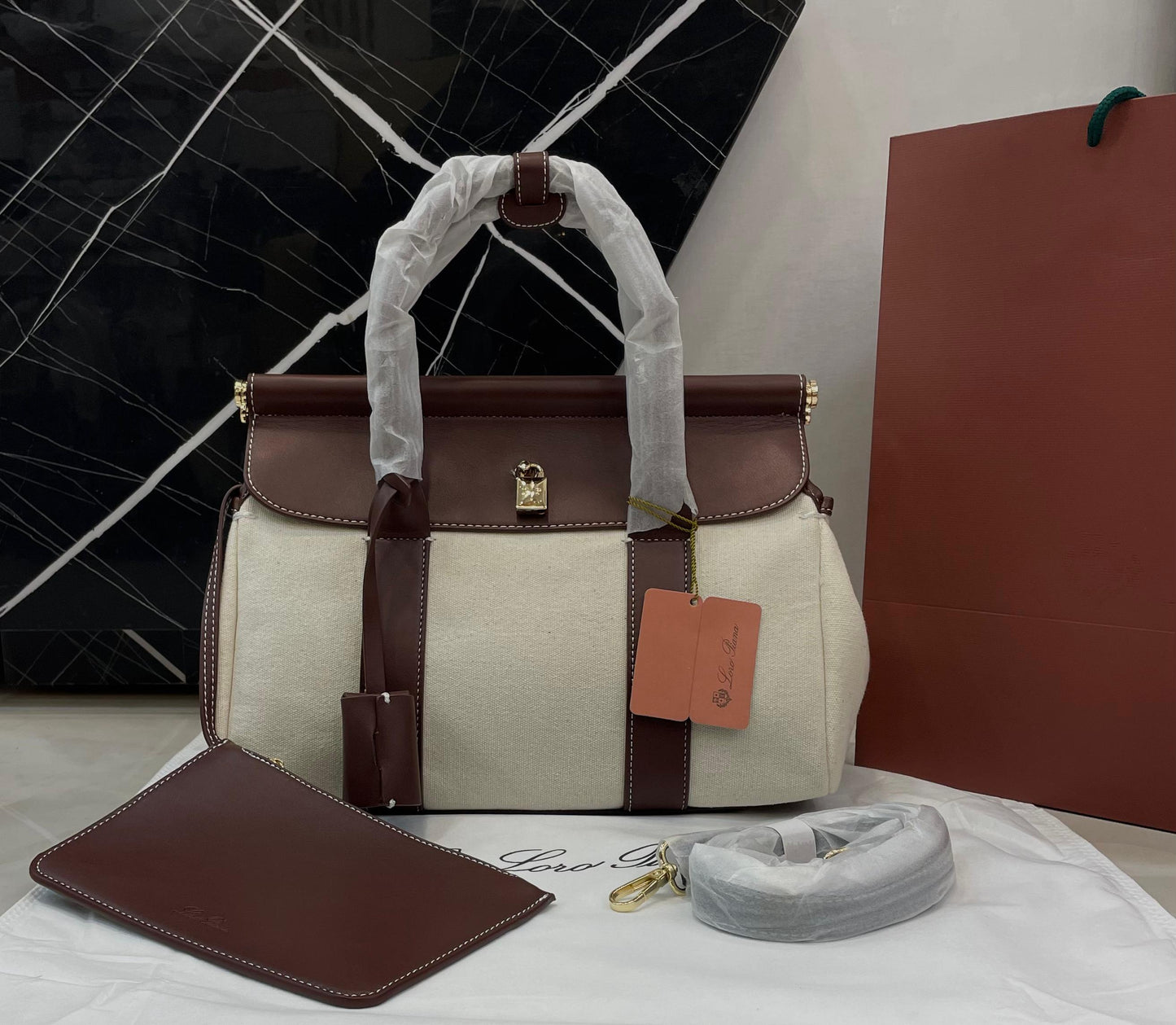 L-O-R-O P-I-A-N-A Loom Bag L32 – Refined Carry Women Bag (Brown-3)