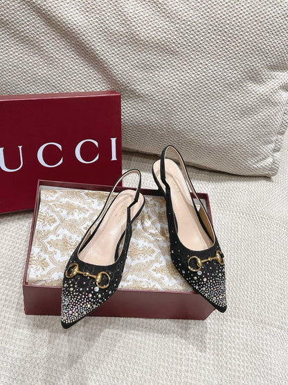 G-U-C-C-I Women’s Slingback Crystal Horsebit Heels – Premium Edition (Black)