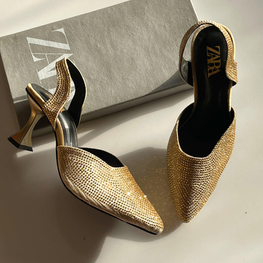 Z-A-R-A Women Heels – Elegant Style (Gold)