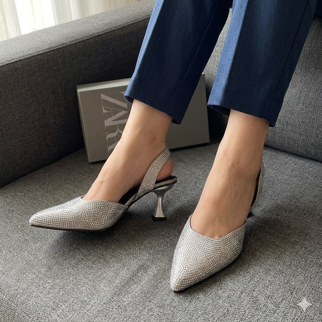 Z-A-R-A Women Heels – Elegant Style (Silver)