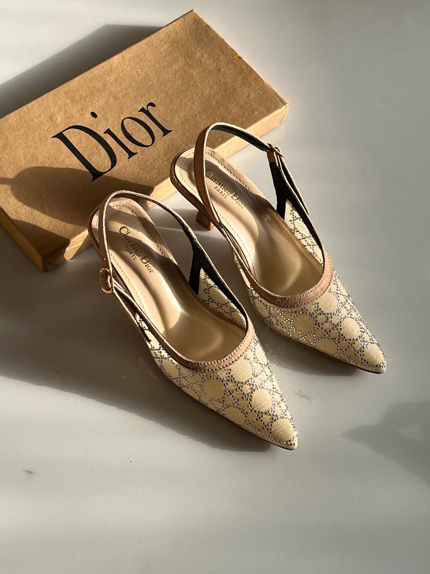 C-H-R-I-S-T-I-A-N D-I-O-R Women Heels – Elegant Luxury Style (Beige)