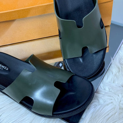 H-E-R-M-È-S Izmir Unisex Slippers – Stylish Comfort Edition (Green/Black)
