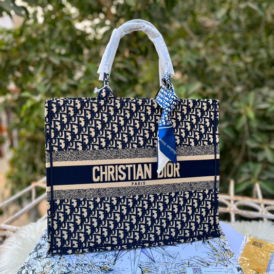 C-H-R-I-S-T-I-A-N D-I-O-R Book Tote Women Bag – Fully Embroidered Luxury Edition (Black)
