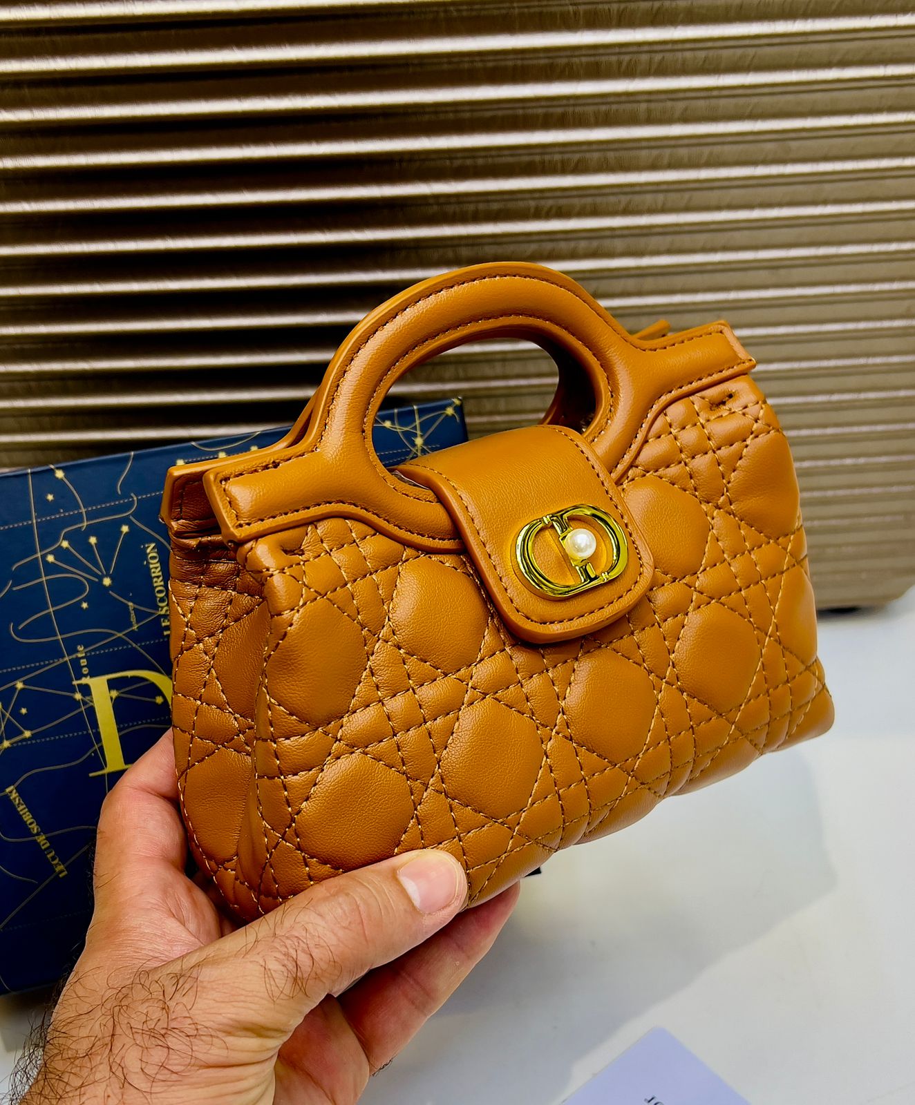 C-H-R-I-S-T-I-A-N D-I-O-R Jolie Top Handle Mini Women Bag – Elegant Edition (Mustard)
