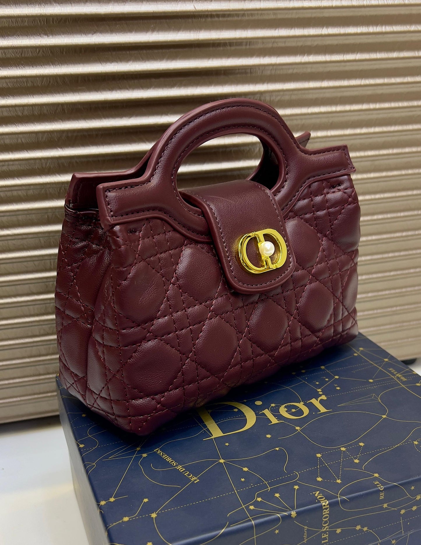 C-H-R-I-S-T-I-A-N D-I-O-R Jolie Top Handle Mini Women Bag – Elegant Edition (Maroon)