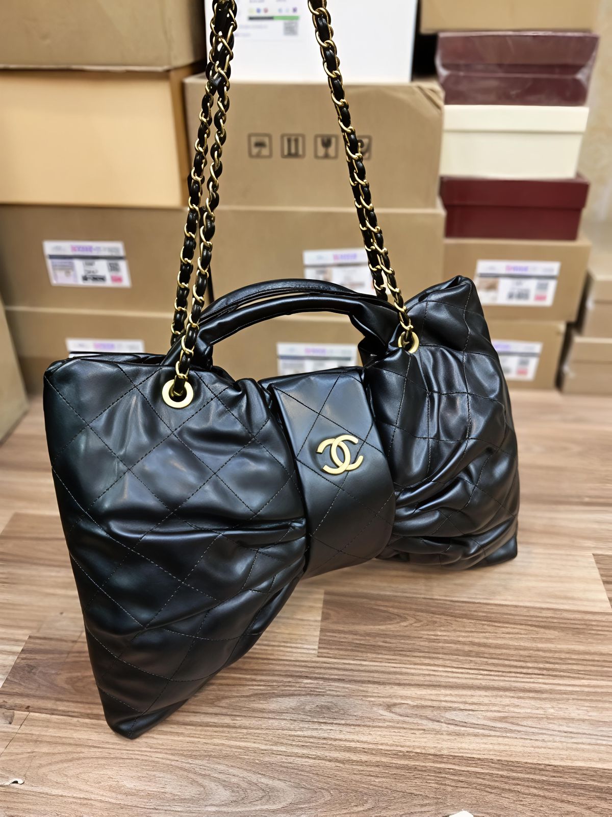 C-H-A-N-E-L Bow 25C Women Bag – Premium Edition (Black)