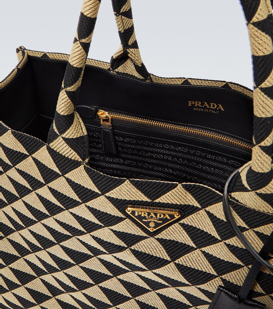 P-R-A-D-A Symbole Jacquard Tote – Premium Women Bag (Black/Beige)