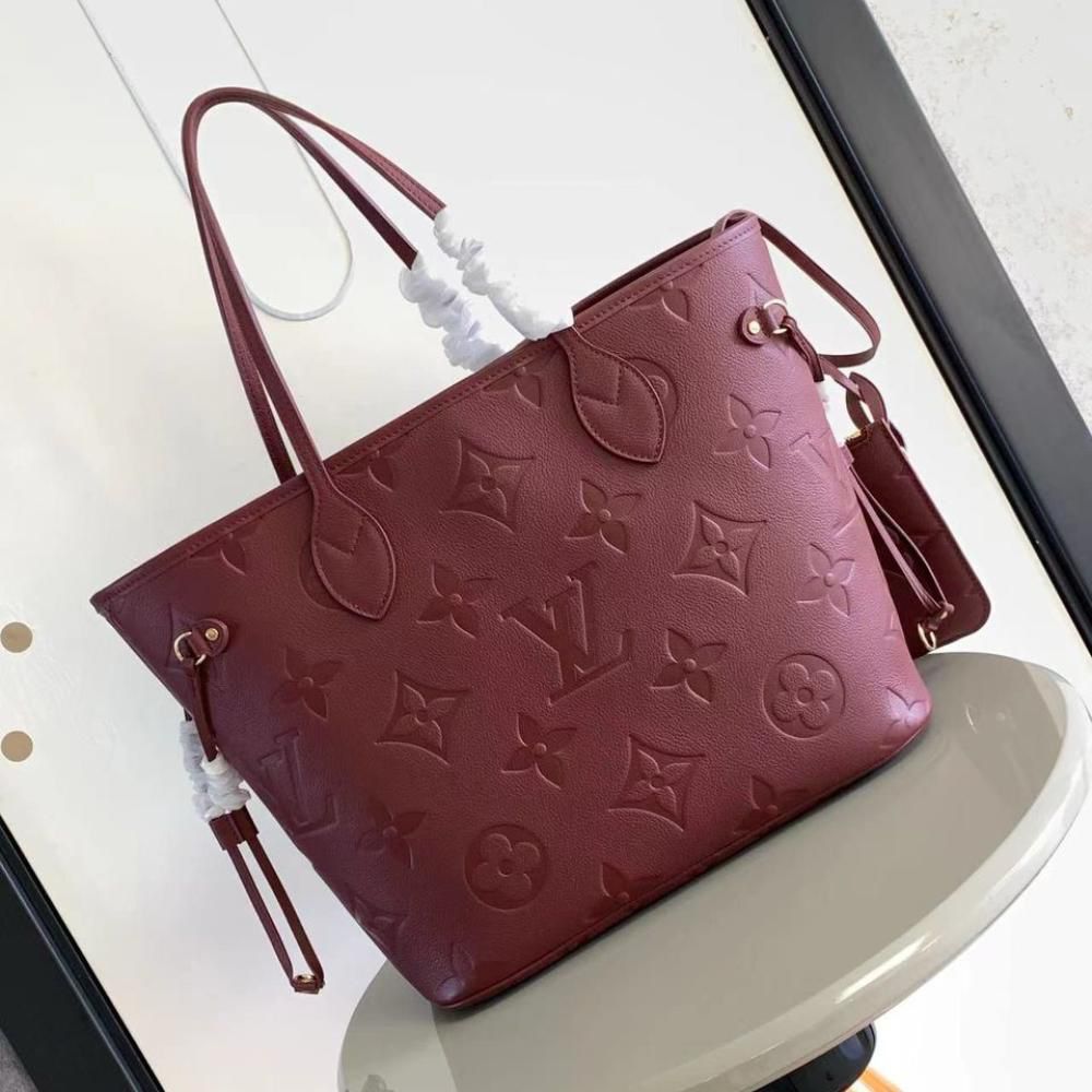 L-O-U-I-S V-U-I-T-T-O-N Neverfull MM Women Bag – Premium Edition (Red,Maroon)