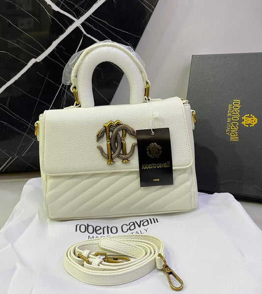 R-O-B-E-R-T-O C-A-V-A-L-L-I Women Bag – Italian Luxury Edition (White)