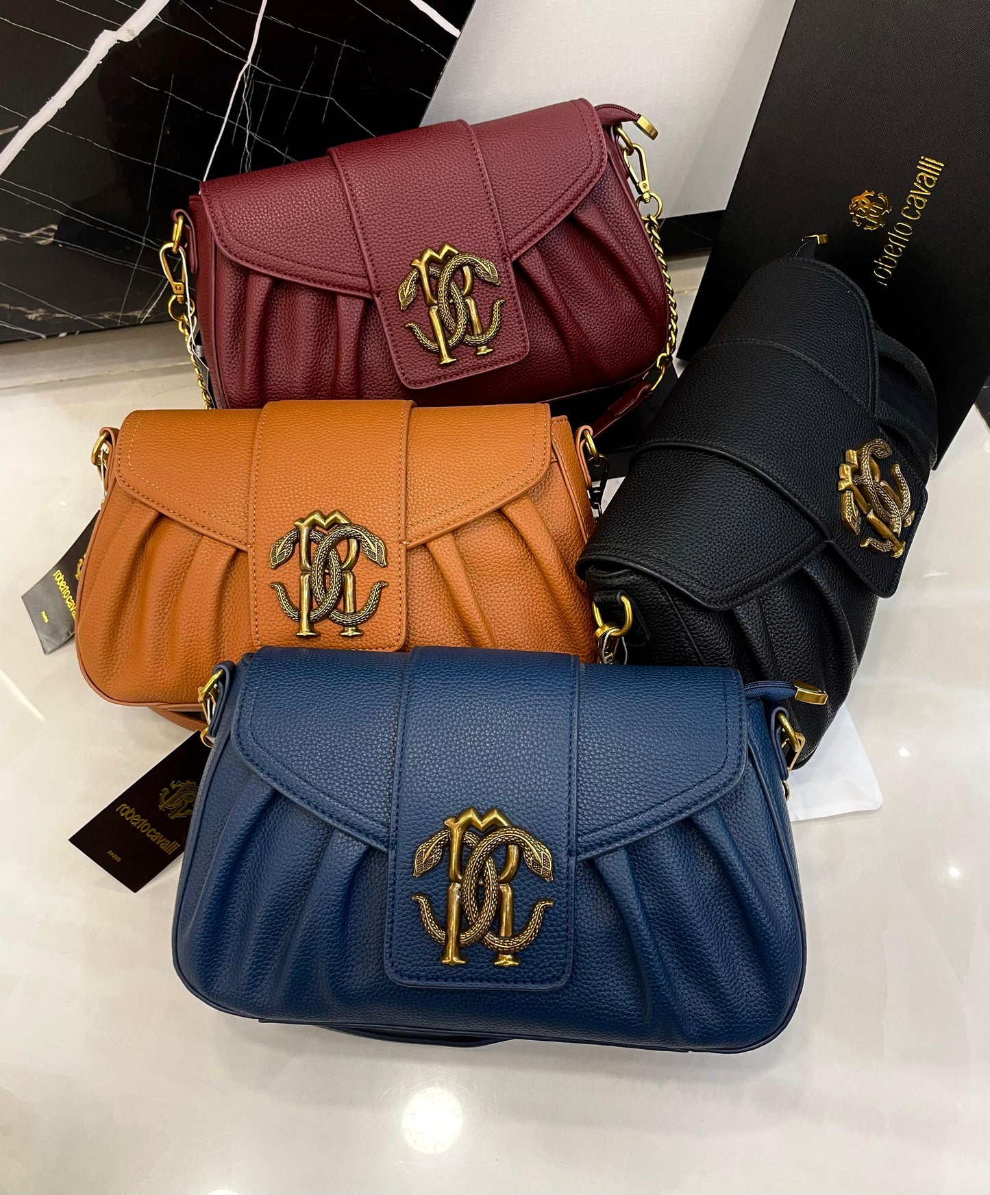 R-O-B-E-R-T-O C-A-V-A-L-L-I Crossbody Women Bag – Master Class Edition (Blue)