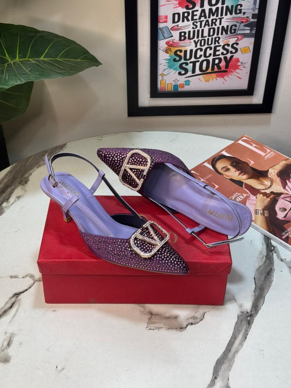 V-E-L-A-N-T-I-N-O Stone Heel – High Quality Women Footwear (Purple)