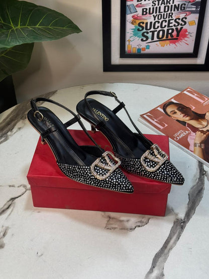 V-E-L-A-N-T-I-N-O Stone Heel – High Quality Women Footwear (Black)