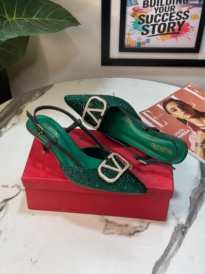 V-E-L-A-N-T-I-N-O Stone Heel – High Quality Women Footwear (Green)