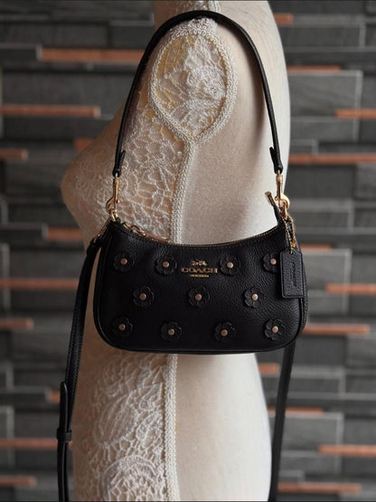 C-O-A-C-H Teri Shoulder Women Bag with Rivets – Master AAA Quality (Black-1)