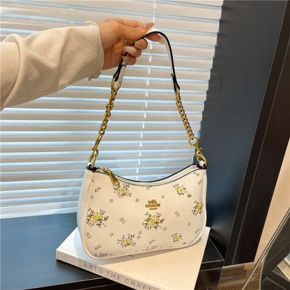 C-O-A-C-H Teri Shoulder Women Bag with Rivets – Master AAA Quality (White)
