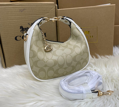 C-O-A-C-H Jonie Mini Women Bag – Compact Luxury Edition (White/Brown)