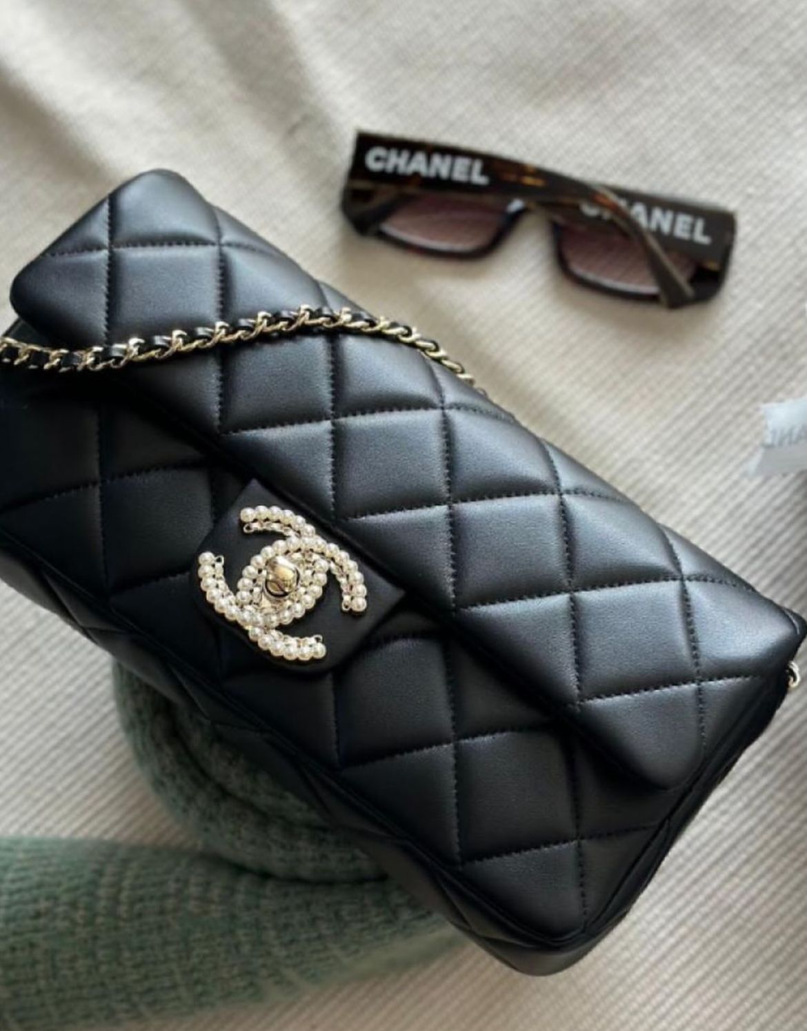 C-H-A-N-E-L Pearl Flap Crossbody Women Bag – Premium Edition (Black)