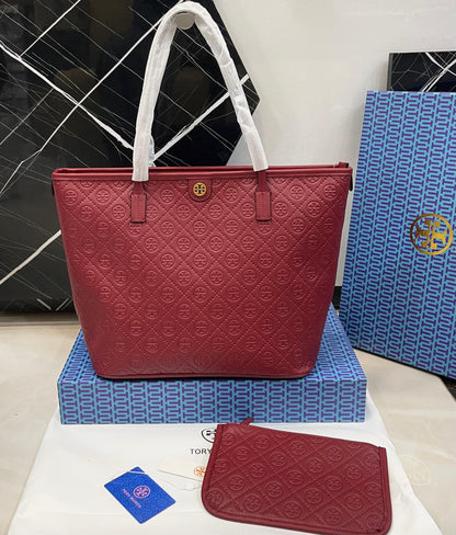 T-O-R-Y B-U-R-C-H Tote Women Bag 2PC Set – Master Class Edition (Maroon)
