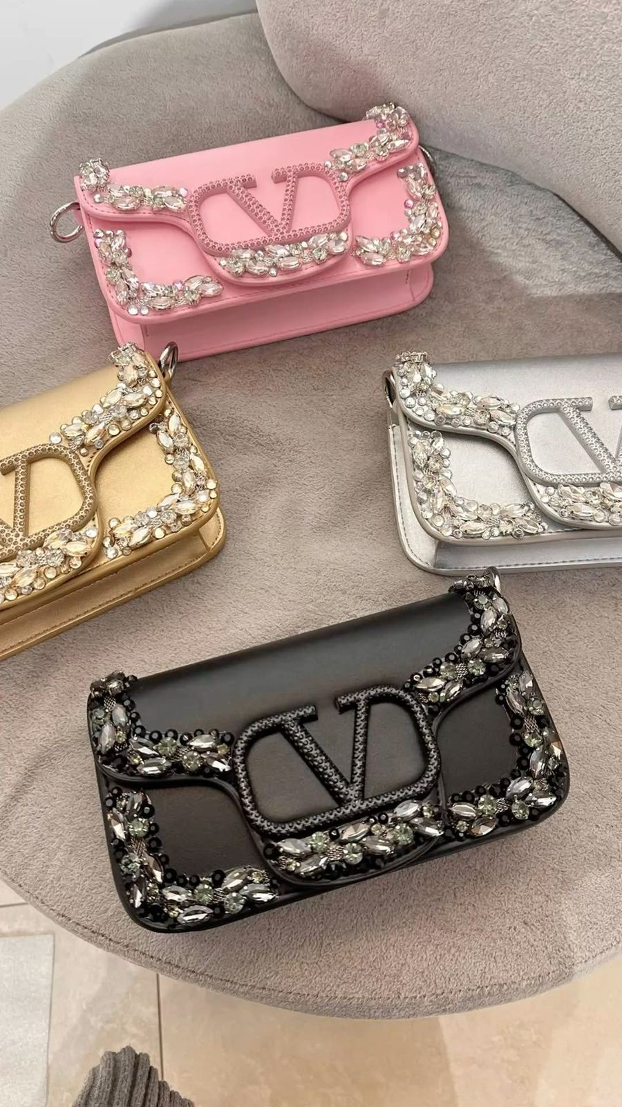 V-A-L-E-N-T-I-N-O G-A-R-A-V-A-N-I Locò Small Crossbody Women Bag – Crystal Edition (Black Design-2)