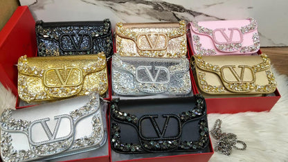 V-A-L-E-N-T-I-N-O G-A-R-A-V-A-N-I Locò Small Crossbody Women Bag – Crystal Edition (Black Design-2)
