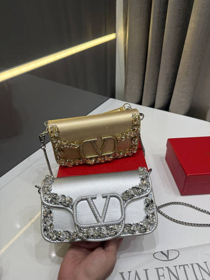 V-A-L-E-N-T-I-N-O G-A-R-A-V-A-N-I Locò Small Crossbody Women Bag – Crystal Edition (Gold Design-2)