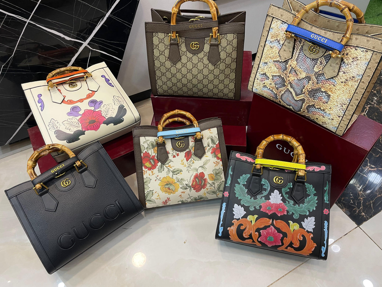 G-U-C-C-I Luxury Bamboo Handle Series Women Bag – Master Quality | (Colorful-3)