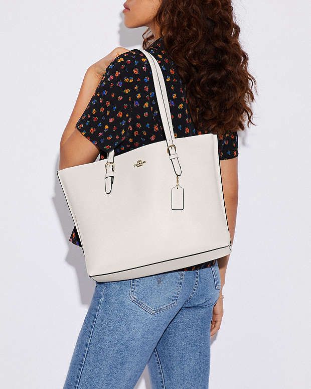 C-O-A-C-H Mollie Tote Women Bag – Premium Class Big Size Edition (Silver Chalk White)