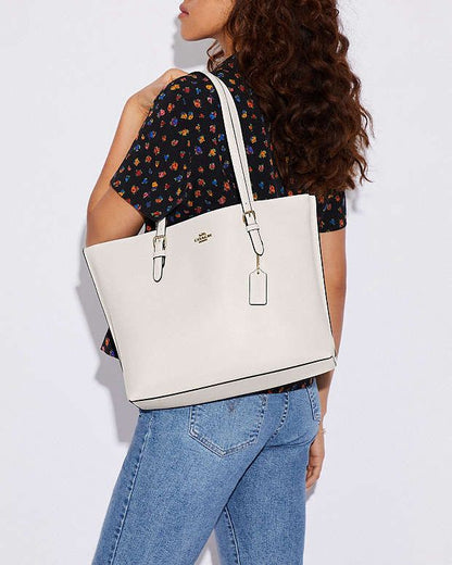 C-O-A-C-H Mollie Tote Women Bag – Premium Class Big Size Edition (Silver Chalk White)