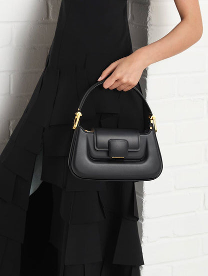 C-H-A-R-L-E-S & K-E-I-T-H Koa Push-Lock Top Handle Women Bag – Elegant Edition (Black)