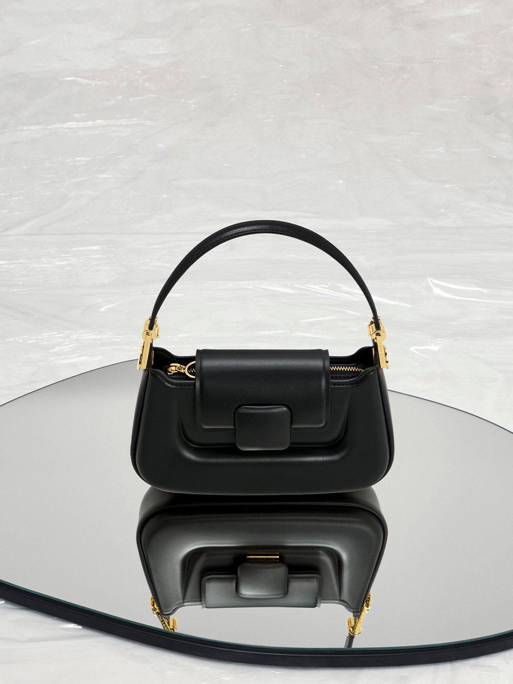 C-H-A-R-L-E-S & K-E-I-T-H Koa Push-Lock Top Handle Women Bag – Elegant Edition (Black)