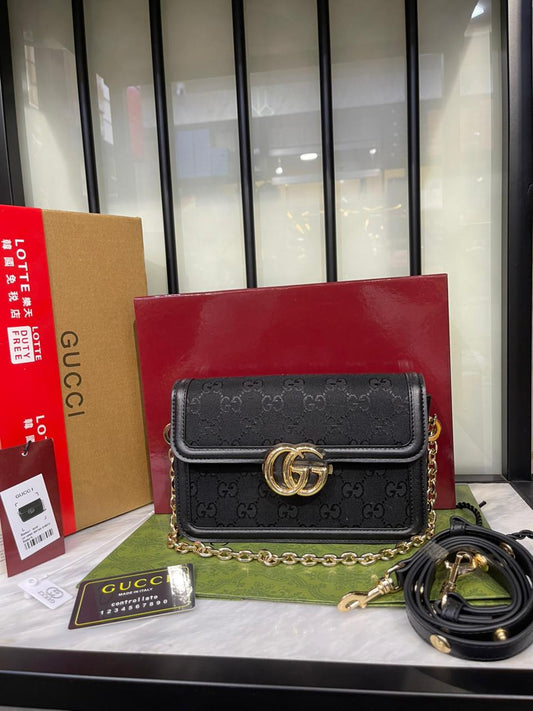G-U-C-C-I Go Small Shoulder Women Bag – Signature Edition (Black)