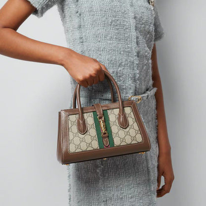 G-U-C-C-I Supreme Rectangular Top Handle Women Bag – Signature Edition (Brown)