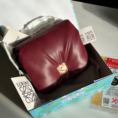 L-O-E-W-E Goya Puffer Shoulder Women Bag – Luxury Edition (Maroon)