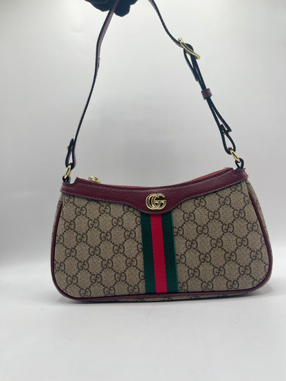 G-U-C-C-I Ophidia Small Shoulder Women Bag – Classic Edition (Maroon/Beige)