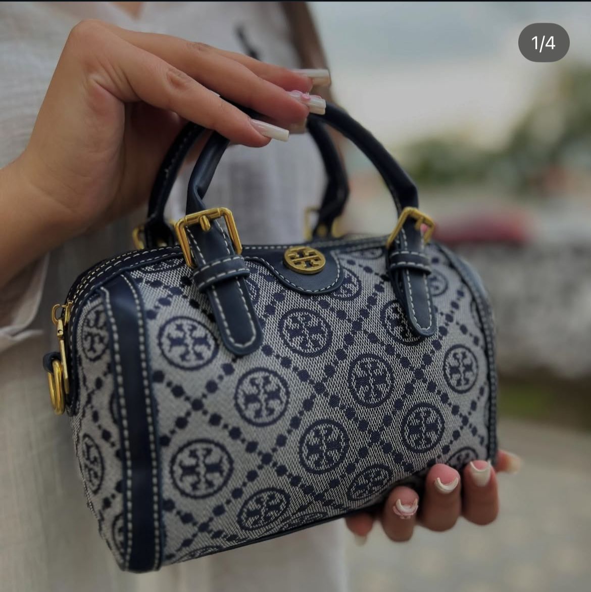 T-O-R-Y B-U-R-C-H Duffle Women Bag – Travel Edition (Blue/Grey)