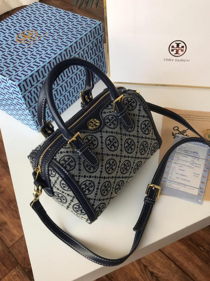 T-O-R-Y B-U-R-C-H Duffle Women Bag – Travel Edition (Blue/Grey)