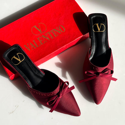 V-A-L-E-N-T-I-N-O Flat Slippers – Elegant Women Footwear (Red/Maroon)