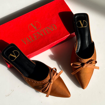 V-A-L-E-N-T-I-N-O Flat Slippers – Elegant Women Footwear (Orange)