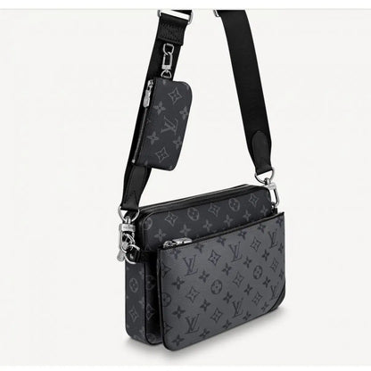 L-O-U-I-S V-U-I-T-T-O-N Trio Messenger Women Bag – Unisex Edition (Black/Grey)