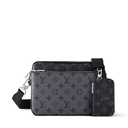 L-O-U-I-S V-U-I-T-T-O-N Trio Messenger Women Bag – Unisex Edition (Black/Grey)