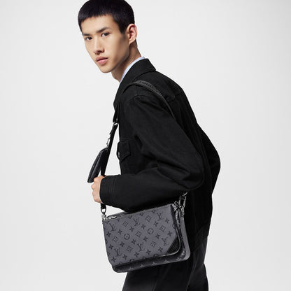 L-O-U-I-S V-U-I-T-T-O-N Trio Messenger Women Bag – Unisex Edition (Black/Grey)