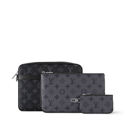 L-O-U-I-S V-U-I-T-T-O-N Trio Messenger Women Bag – Unisex Edition (Black/Grey)