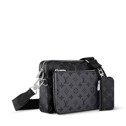 L-O-U-I-S V-U-I-T-T-O-N Trio Messenger Women Bag – Unisex Edition (Black/Grey)