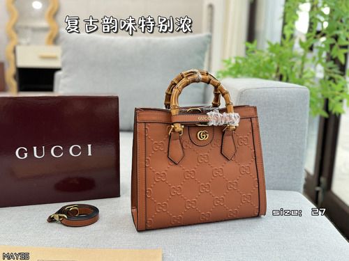 G-U-C-C-I Luxury Bamboo Handle Series Women Bag – Master Quality | (Brown/Mustard)