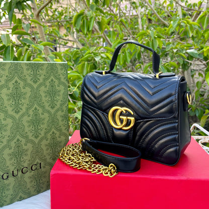 G-U-C-C-I Marmont Small Top Handle Women Bag – Classic Edition (Black)