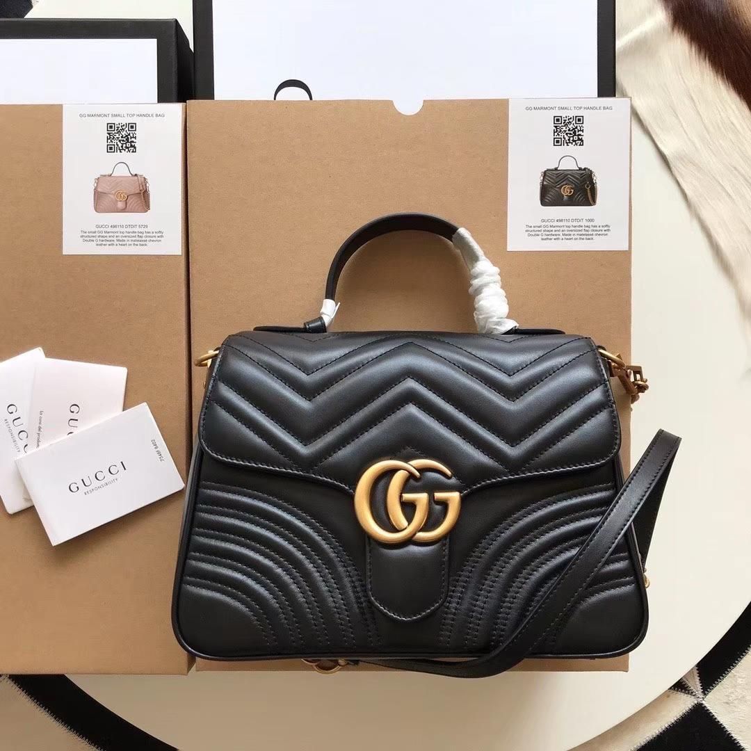 G-U-C-C-I Marmont Small Top Handle Women Bag – Classic Edition (Black)