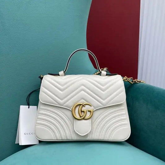 G-U-C-C-I Marmont Small Top Handle Women Bag – Classic Edition (White)